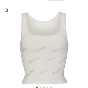 SKIMS Rhinestone Logo Pointelle Tank Top SMALL